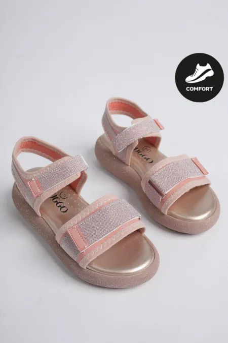 Sandales pour filles Muggo CRUZ, garanties pour tous les jours, à semelle orthopédique légère, pailletées et à scratch