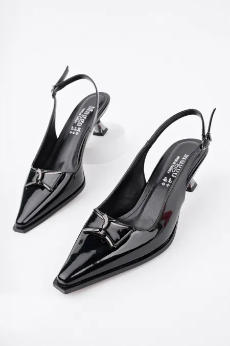 Muggo FOREST Open Back Buckle Detail Casual Classic Women's Stiletto Shoes