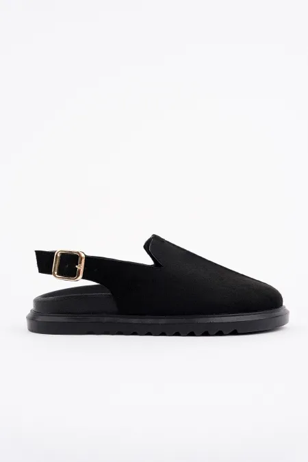 Muggo BUCKLE Süet Deri Ayarlanabilir Tokalı Günlük Rahat Önü Kapalı Kadın Sandalet