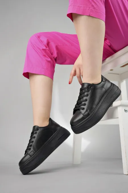 Muggo MİTOS Garantili Kadın Günlük Yüksek Taban Bağcıklı Sneaker Spor Ayakkabı