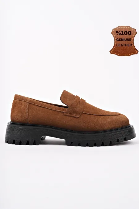 Muggo PARADISE Genuine Leather Thick Sole Casual Everyday Moccasin Women's Loafer Shoes