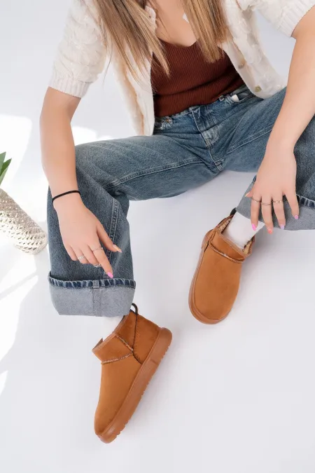 Bottines courtes décontractées Muggo TAZZY pour femmes, à semelle épaisse et doublure en fourrure.