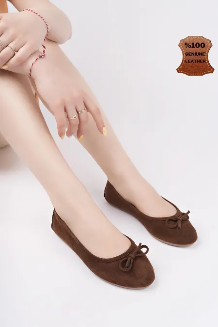 Ballerines décontractées en cuir pour femmes Muggo MIU Bowknot