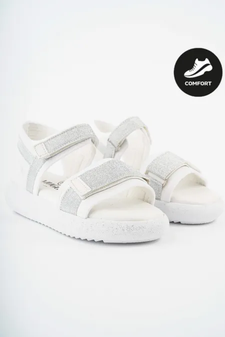 Sandales pour filles Muggo CRUZ, garanties pour tous les jours, à semelle orthopédique légère, pailletées et à scratch