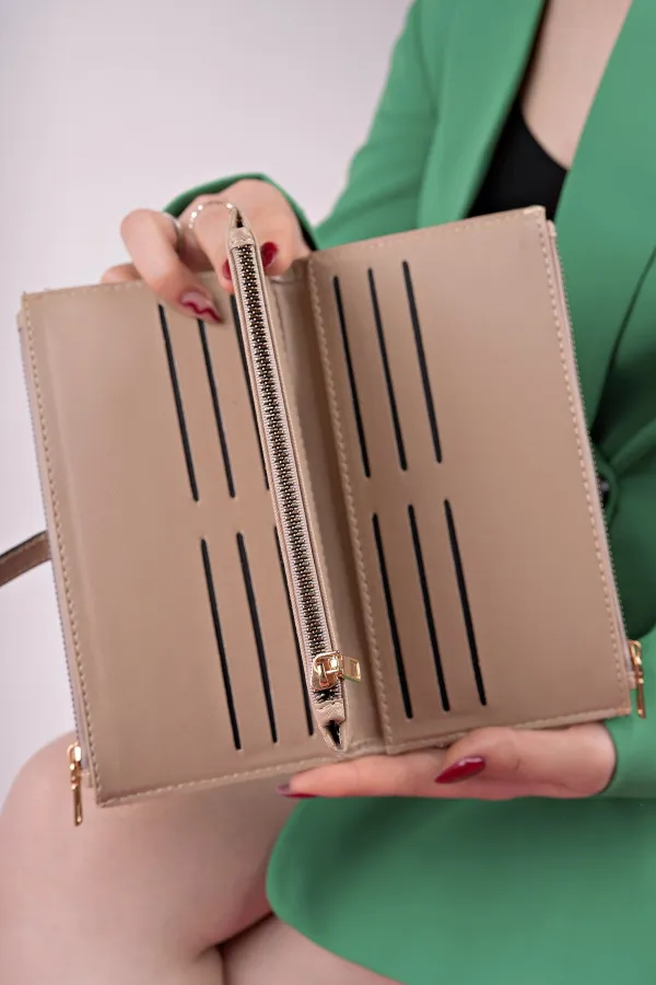 Portefeuille Muggo PERFECT pour femme, style enveloppe, avec compartiments pour téléphone et monnaie