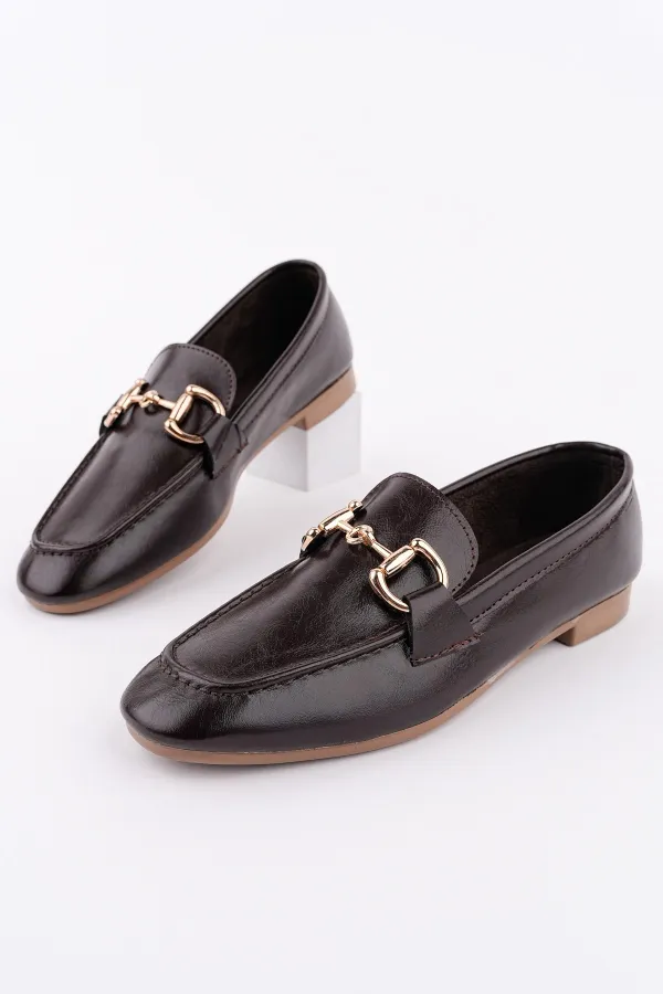 Muggo STRIDE Women's Casual Loafer Shoes with Metal Buckle