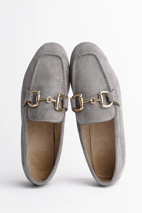 Muggo MONA Garantili Metal Tokalı Deri Kadın Loafer Günlük Ayakkabı