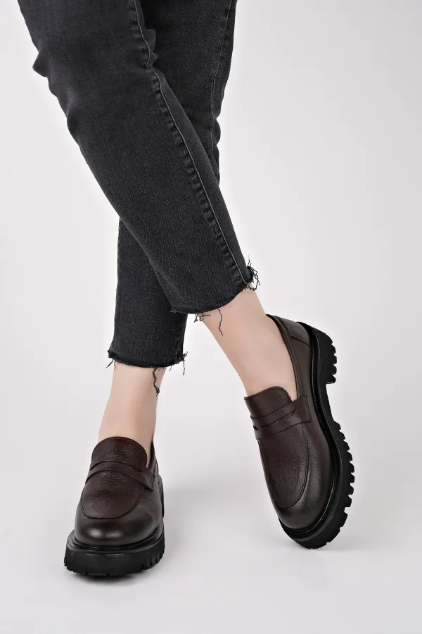 Mocassins Muggo PARADISE en cuir véritable à semelle épaisse, pour femmes, parfaits au quotidien.