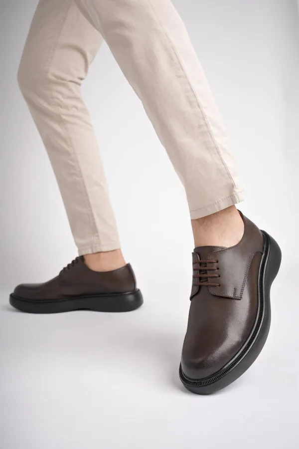 Muggo SMITH Chaussures pour hommes classiques et confortables en cuir véritable, style décontracté, avec semelle orthopédique épaisse.