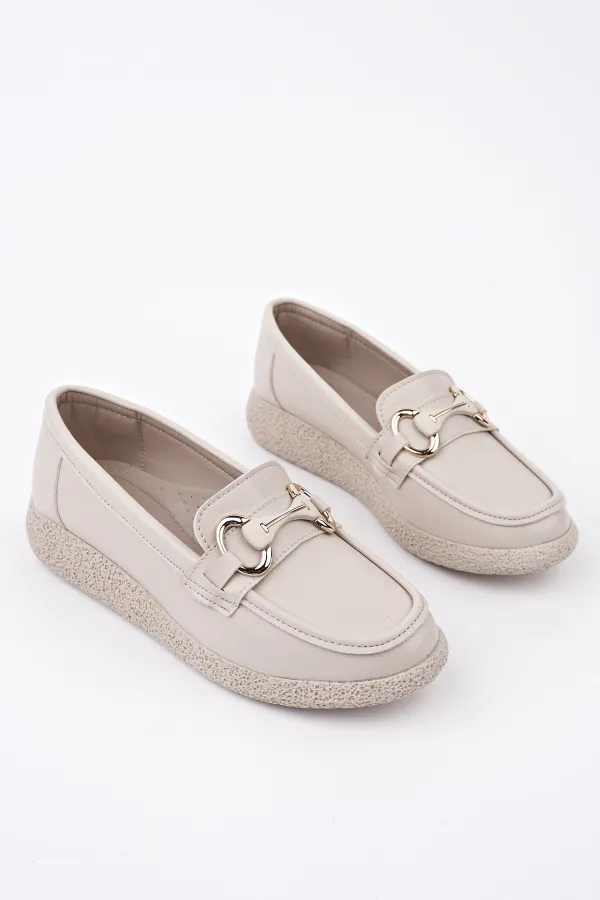 Muggo POLARA Thick Sole Buckle Detail Women's Casual Loafer Shoes 