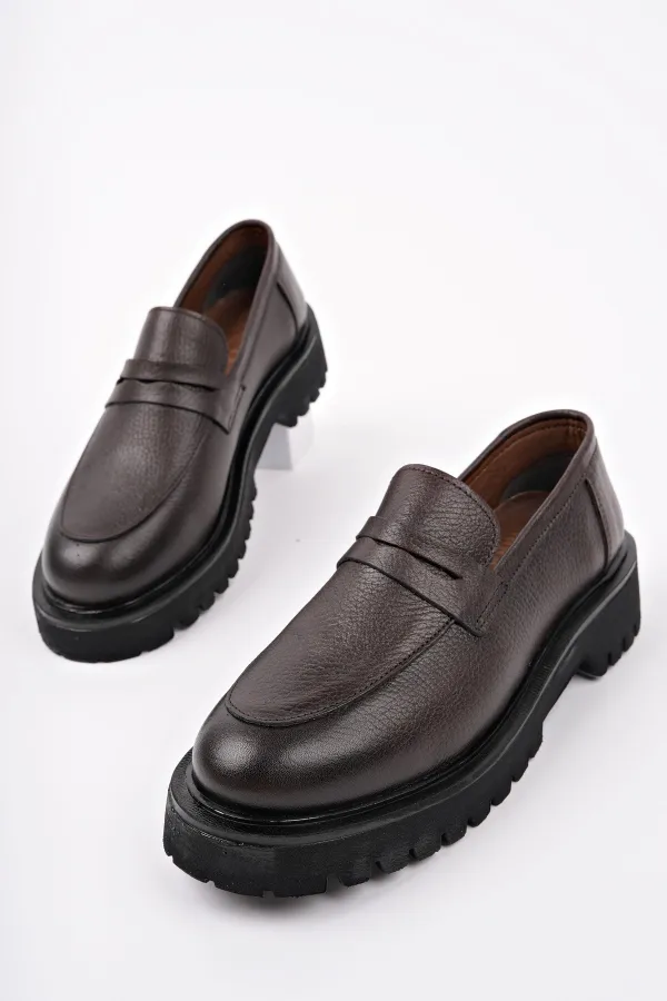 Mocassins Muggo PARADISE en cuir véritable à semelle épaisse, pour femmes, à porter au quotidien.