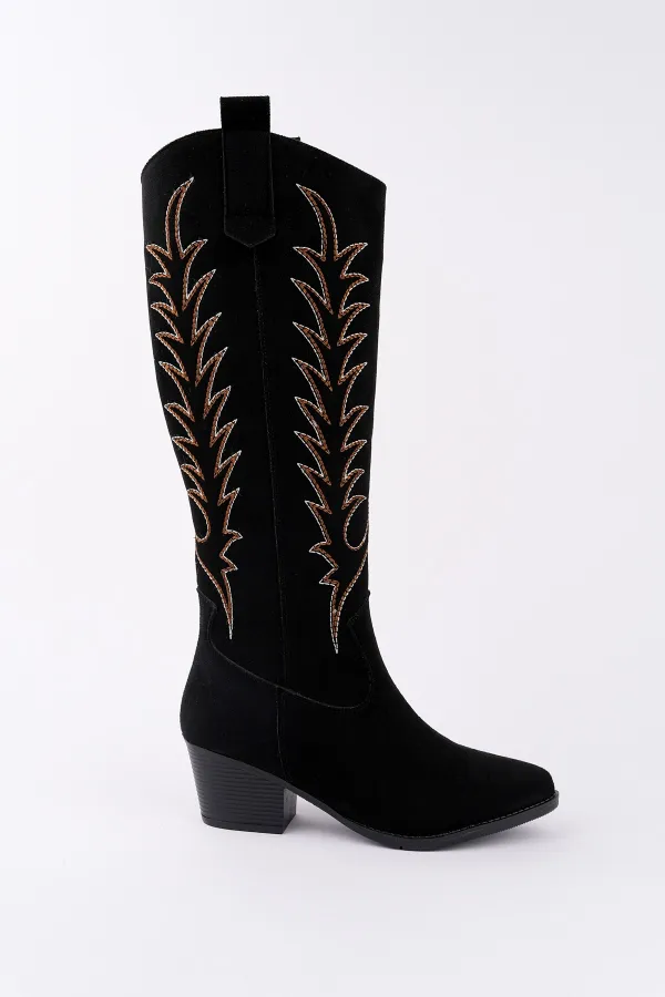 Bottes de cowboy western Muggo TEXAS pour femmes, bout pointu, talon épais brodé 