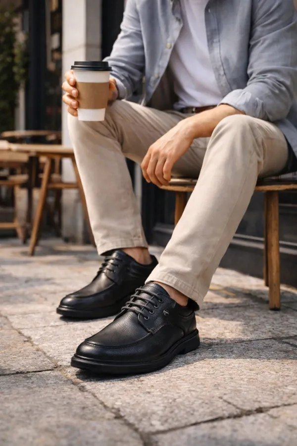 Chaussures décontractées classiques pour hommes Muggo DASH en cuir véritable à lacets et semelle épaisse