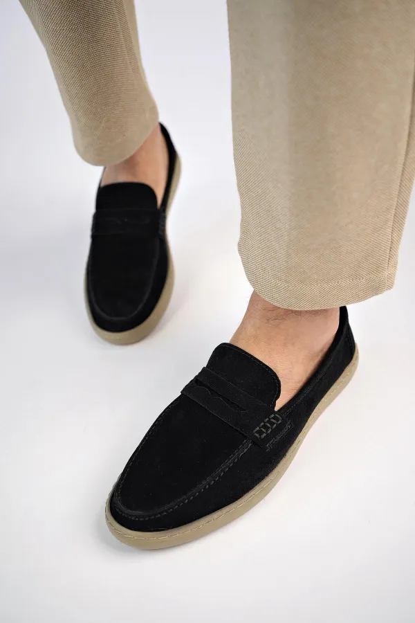 Muggo DENZEL Chaussures pour hommes classiques, confortables et orthopédiques, sans lacets, en cuir véritable, garanties pour tous les jours