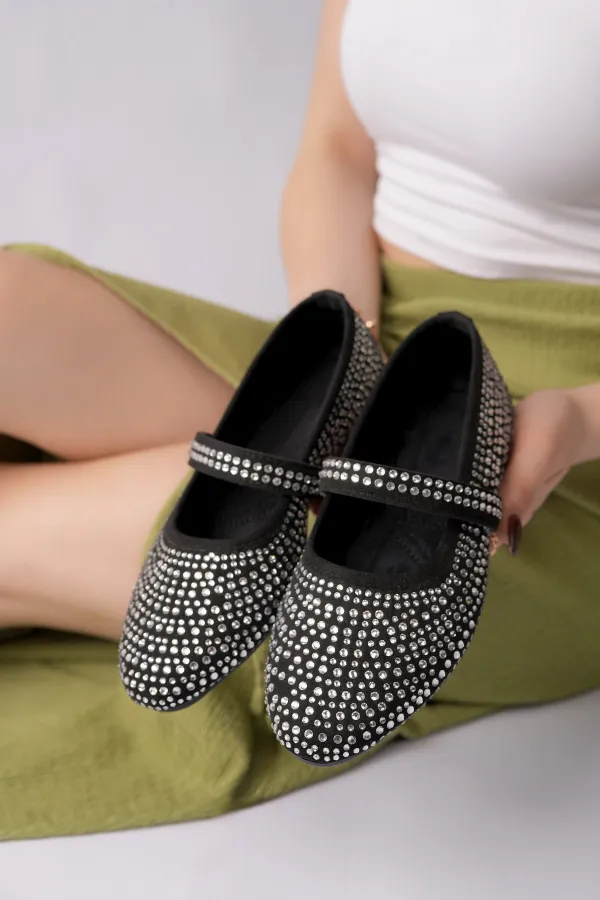 Ballerines décontractées pour femmes Muggo MEDA à strass et bride unique