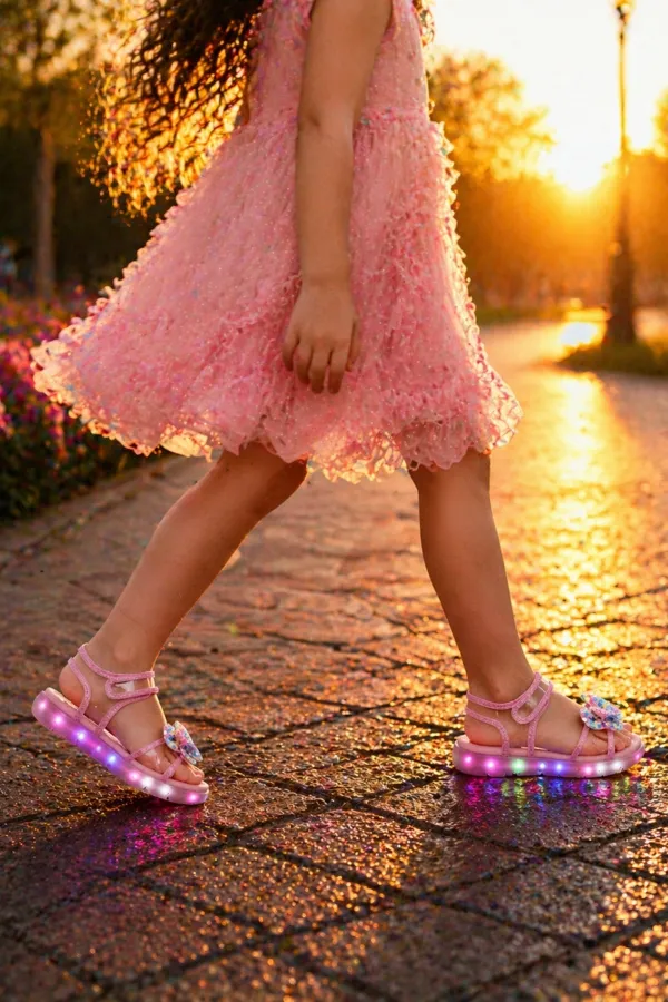 Sandales transparentes à scratch Muggo Pickles avec détails papillon et paillettes