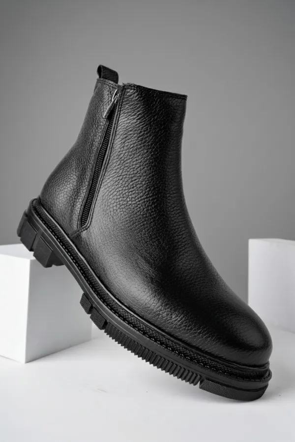 Muggo CHELSEY Genuine Leather Double Zipper Men's Winter Boots