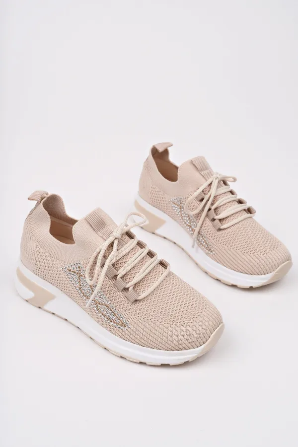 Muggo MARTHA Kadın Kalın Taban Günlük Triko Taşlı Bağcıklı Sneaker Spor Ayakkabı Muggo MARTHA Kadın Kalın Taban Günlük Triko Taşlı Bağcıklı Sneaker Spor Ayakkabı