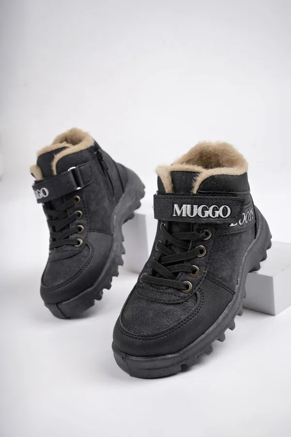 Bottes pour enfants Muggo TRUDY, garanties résistantes au froid, doublées de fourrure, avec fermeture Velcro et lacets