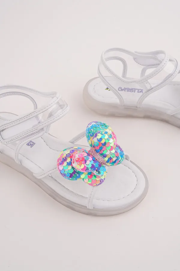 Sandales transparentes à scratch Muggo Pickles avec détails papillon et paillettes