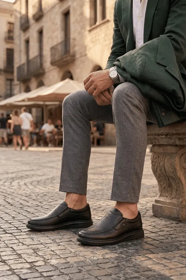 Chaussures décontractées classiques pour hommes Muggo LEGACY en cuir véritable, à enfiler et à semelle confortable