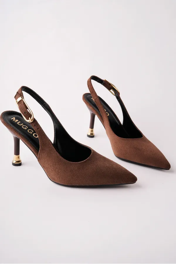 Muggo CHIC Pointed Toe Open Back Women's High Heels