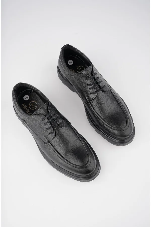 Muggo SAMUEL Chaussures pour hommes classiques et confortables en cuir véritable, style décontracté, avec semelle orthopédique épaisse.