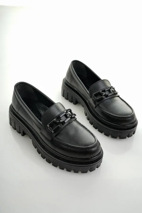 Mocassins Muggo SAMANTHA pour femmes, semelle épaisse, boucle, chaussures décontractées pour tous les jours