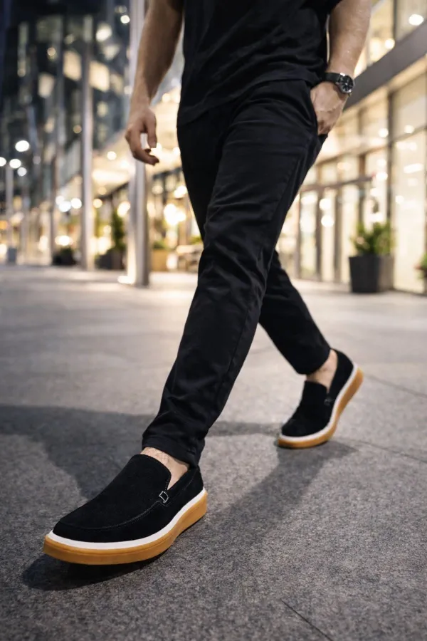Muggo COVENT Genuine Suede Leather Laceless Men's Casual Loafer Shoes