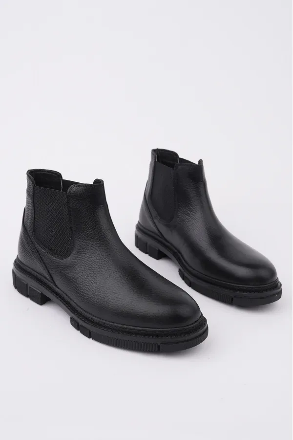 Bottes Chelsea d'hiver pour homme Muggo THOR en cuir véritable garanti, semelle épaisse