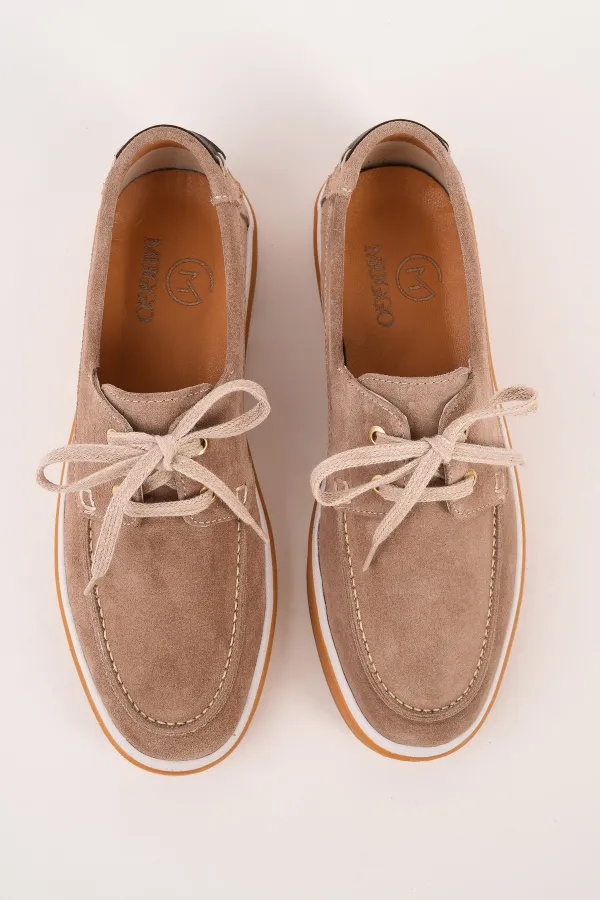 Muggo CRAFT Genuine Suede Leather Lace-up Men's Casual Loafer Shoes