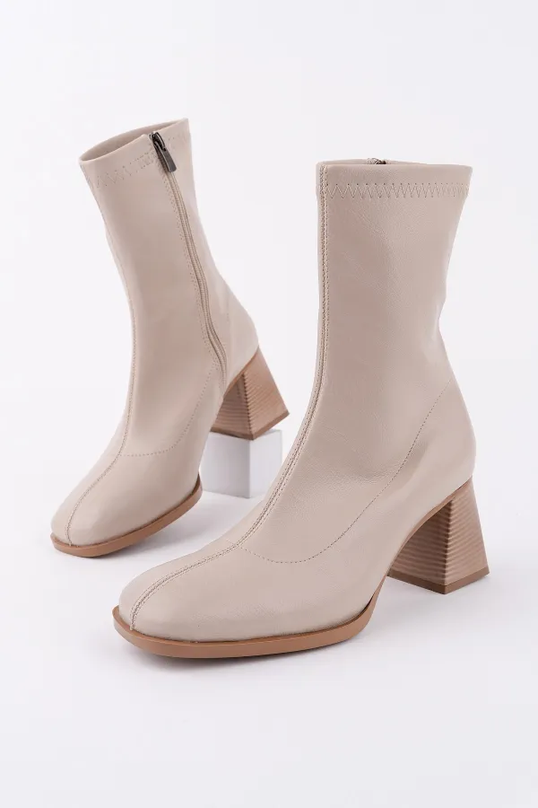 Muggo STORM Guaranteed Square Toe Back Zipper Women's Heeled Boots