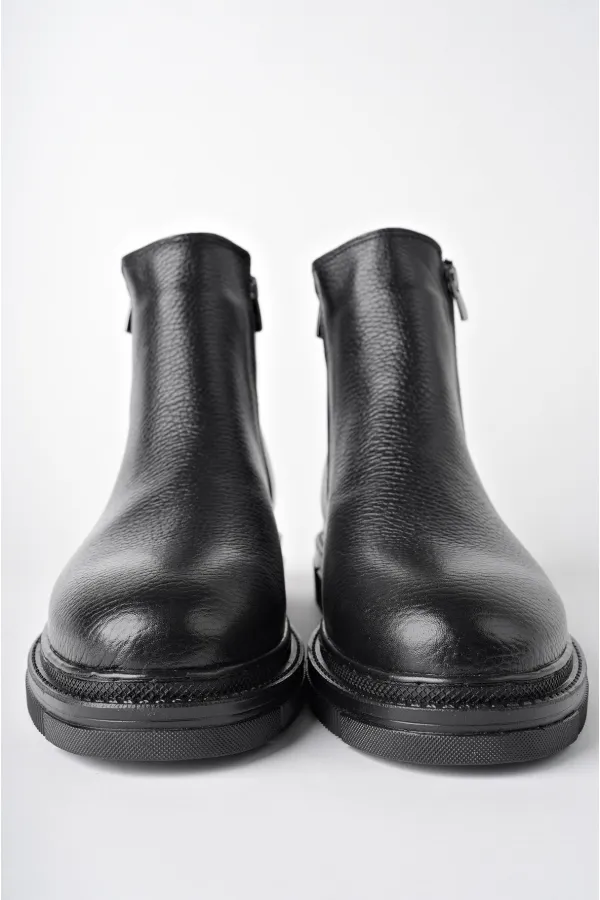 Bottes d'hiver pour hommes Muggo Chelsea en cuir véritable avec double fermeture éclair garantie