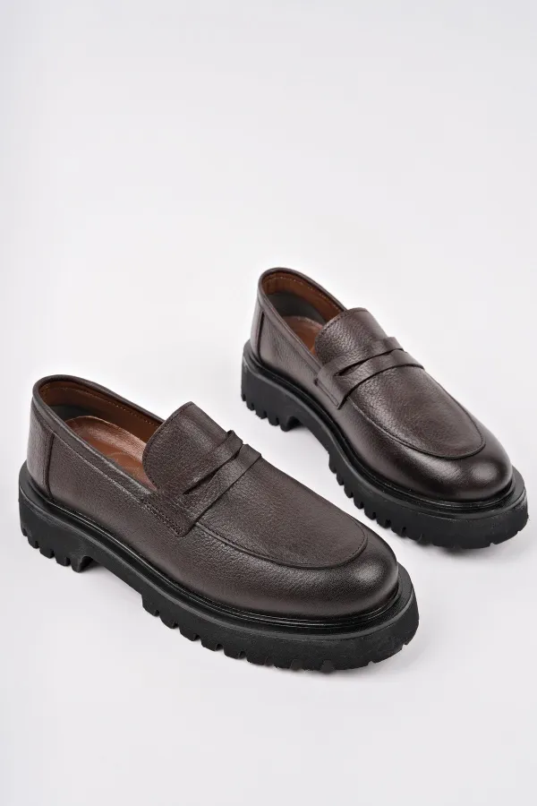 Mocassins Muggo PARADISE en cuir véritable à semelle épaisse, pour femmes, à porter au quotidien.