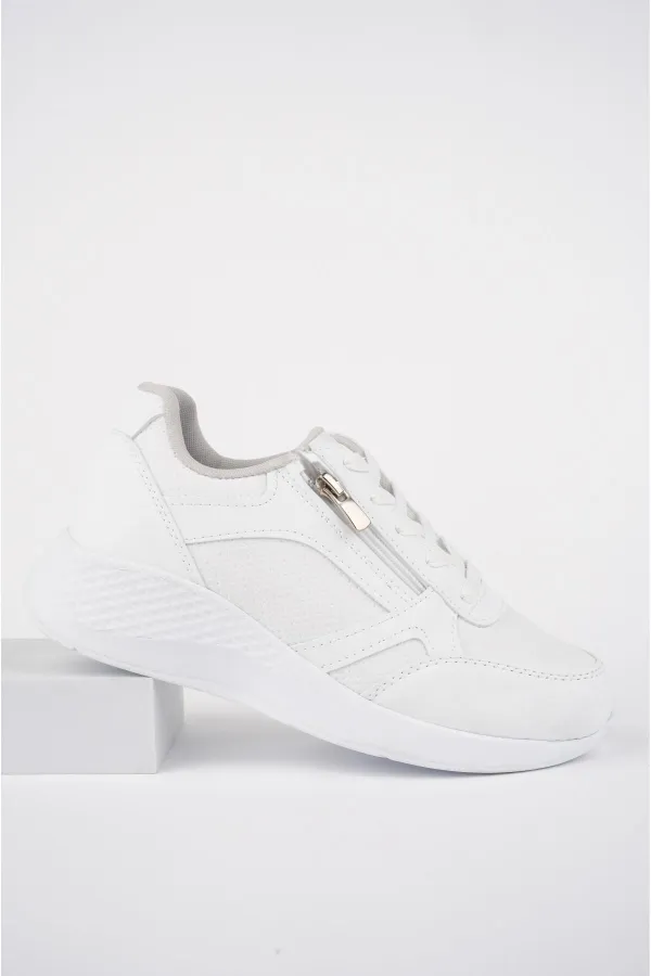 Chaussures de sport confortables et orthopédiques Muggo Asel pour femmes, à lacets et fermeture éclair latérale.