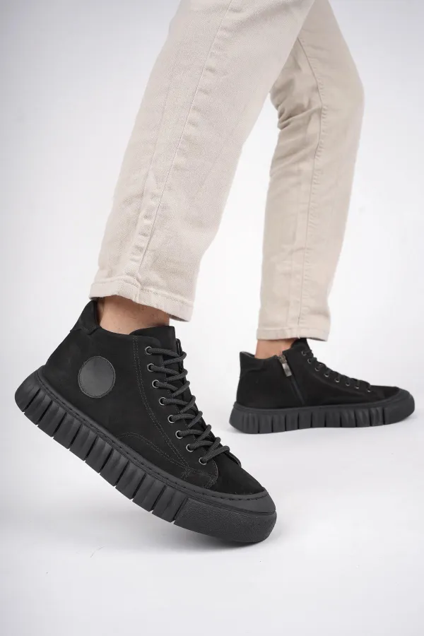 Muggo KAPOOR Guaranteed Lace-up Zipper Genuine Leather Non-Slip Sole Men's Casual Boot