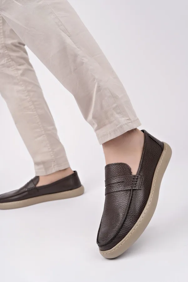Muggo HARNAZ Chaussures décontractées sans lacets en cuir véritable pour hommes
