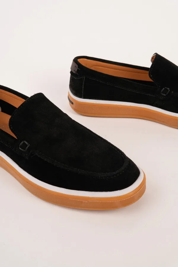 Muggo COVENT Genuine Suede Leather Laceless Men's Casual Loafer Shoes
