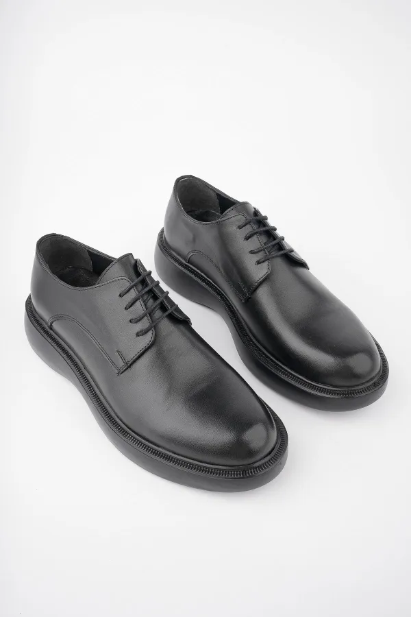 Muggo SMITH Chaussures pour hommes classiques et confortables en cuir véritable, style décontracté, avec semelle orthopédique épaisse.