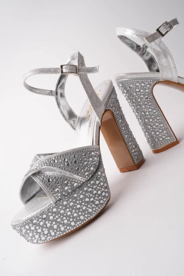 Chaussures de mariée Muggo BRIDE à plateforme et strass