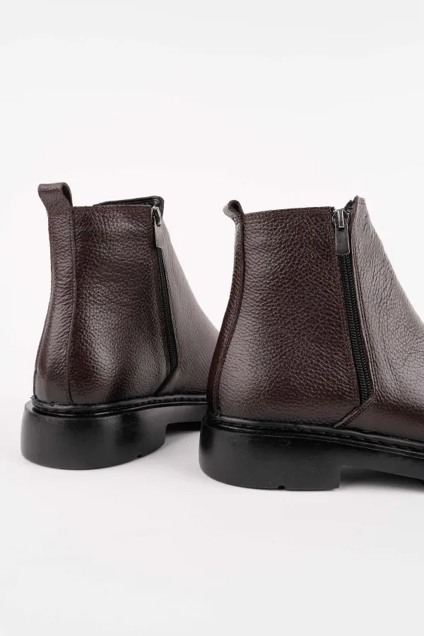 Bottes Chelsea d'hiver pour homme Muggo DRAKO en cuir véritable avec double fermeture éclair