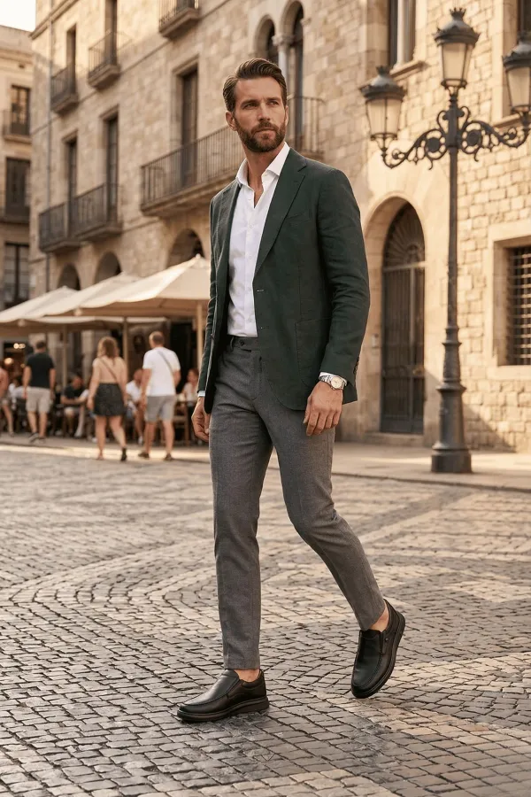 Chaussures décontractées classiques pour hommes Muggo LEGACY en cuir véritable, à enfiler et à semelle confortable