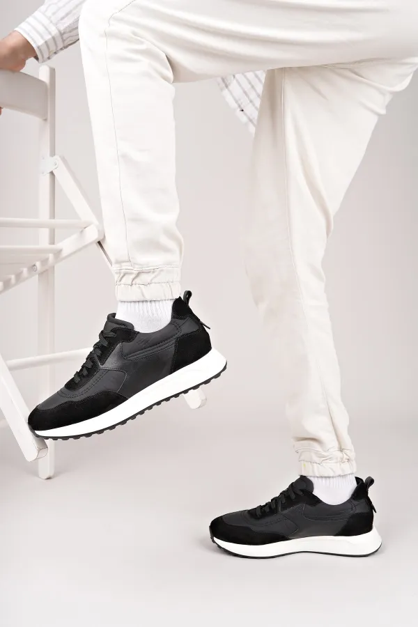 Chaussures de sport décontractées pour hommes Muggo SVENSON, à lacets et semelle épaisse, en cuir véritable.