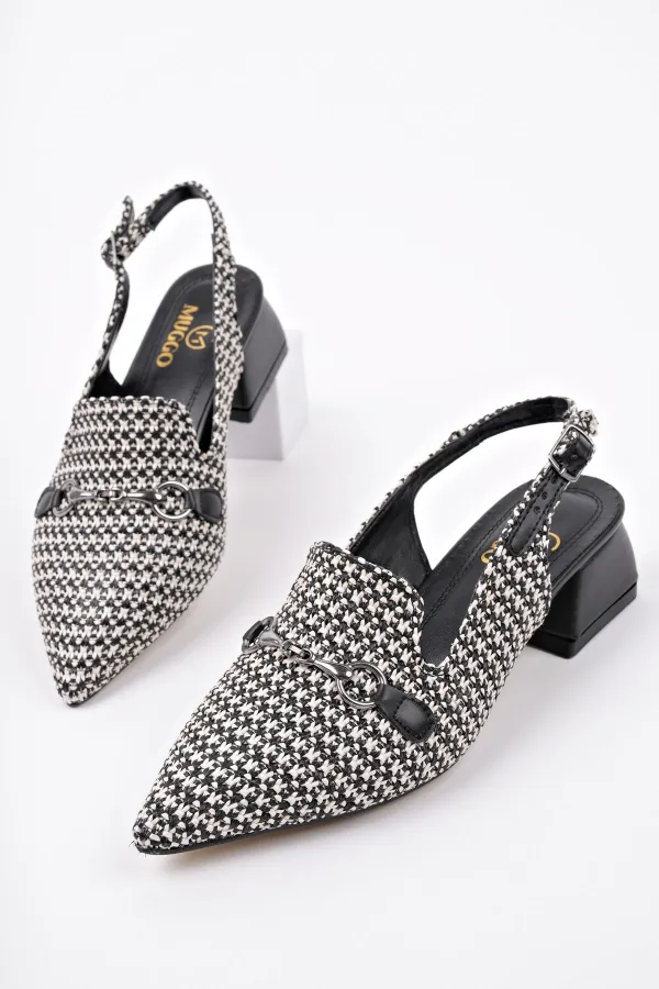 Muggo HERJEE Pointed Toe Open Back Woven Women's Casual Low Heel Shoes