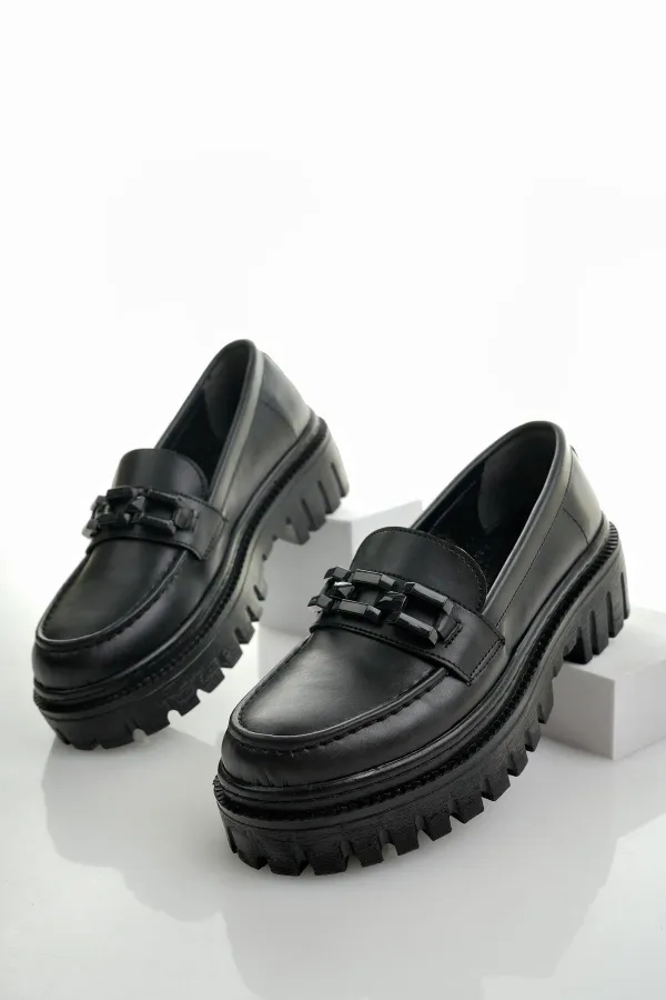 Muggo SAMANTHA Guaranteed Women's Loafer Thick Sole Buckle Casual Everyday Moccasin Shoes