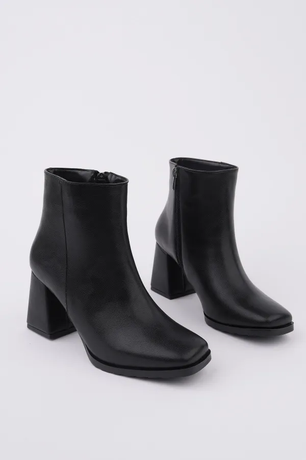 Bottes Muggo DIVINA à bout carré et talon épais avec fermeture éclair pour femmes