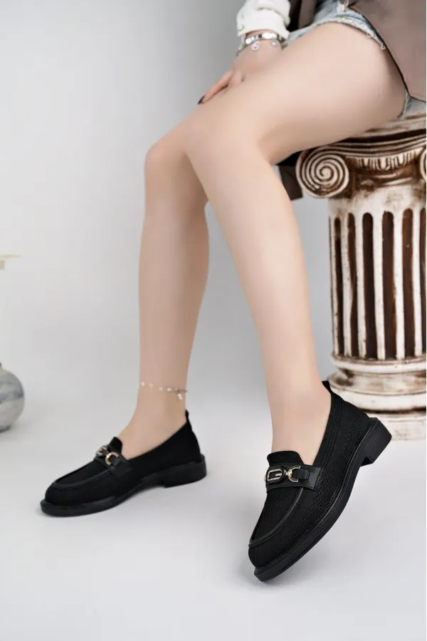 Muggo SAKURA Women's Knitted Loafer Casual Moccasin Shoes with Metal Buckle Muggo SAKURA Women's Knitted Loafer Casual Moccasin Shoes with Metal Buckle