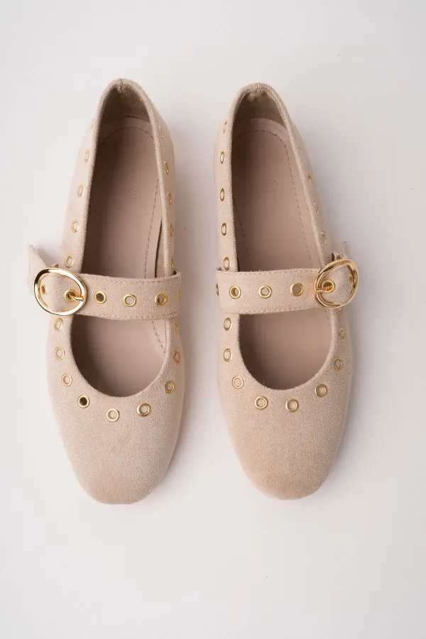 Ballerines en cuir cloutées à boucle dorée Muggo ZENA pour femmes