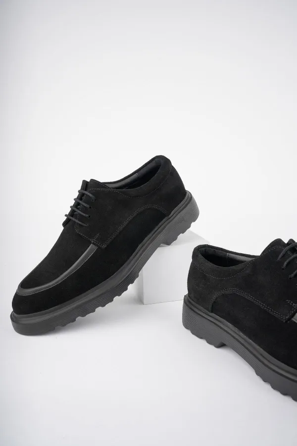 Muggo SAMUEL Chaussures pour hommes classiques et confortables en cuir véritable, style décontracté, avec semelle orthopédique épaisse.