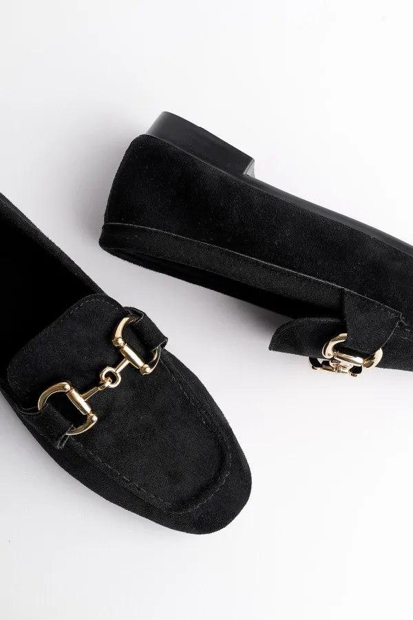 Mocassins décontractés en cuir pour femmes Muggo MONA avec boucle métallique garantie